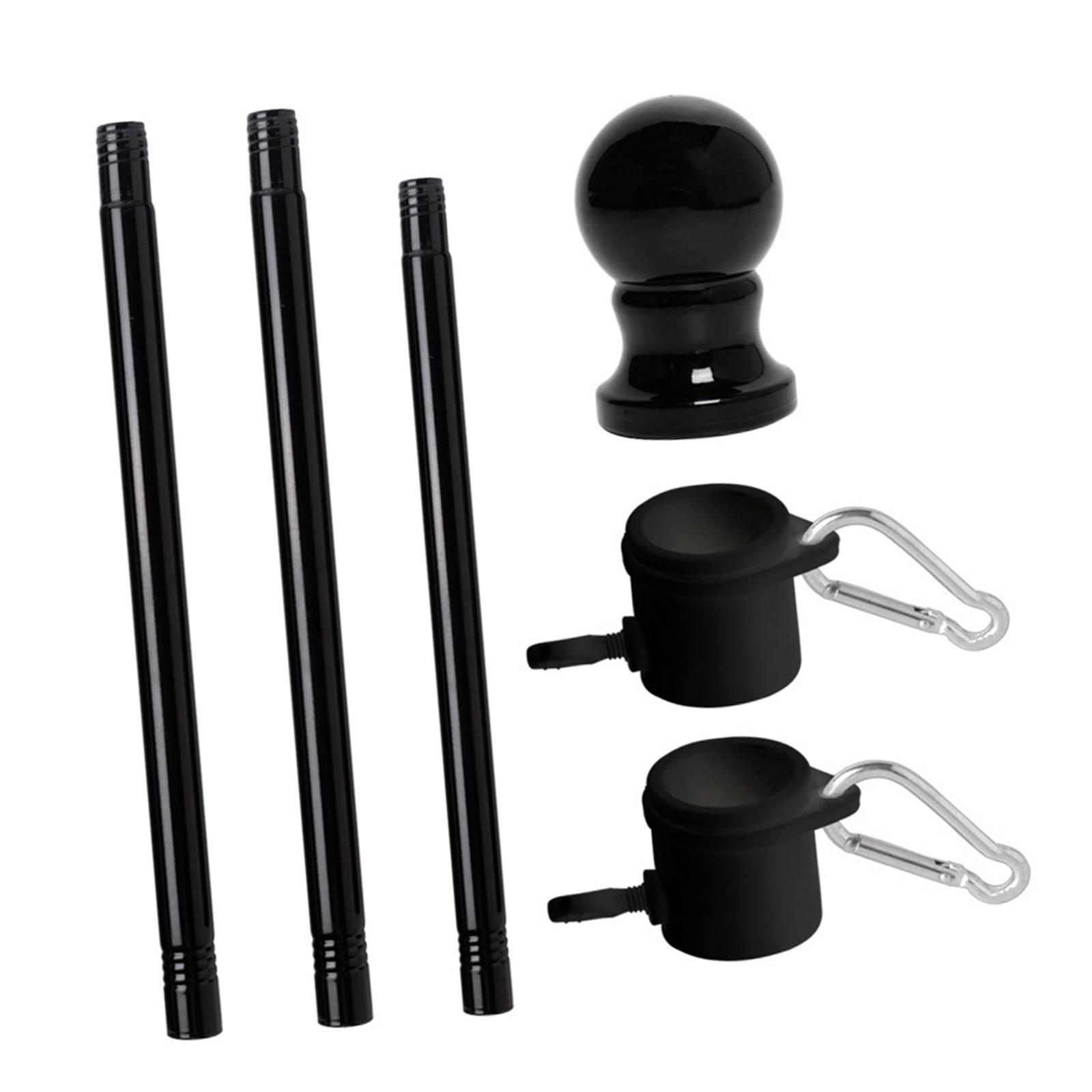 Magideal - Kit De Asta De Bandera Kit De Asta De Bandera Anti Enredos Exhibición De Bandera Moderna Y Resistente Para Exteriores Negro