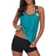 thumbnail image 1 of Tankini push-up con espalda en T, estampado a rayas y pantalones cortos para mujer, 1 of 7