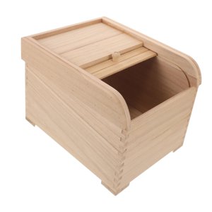 Magideal - Contenedor De Alimentos De Madera, Dispensador De Arroz Con Tapa Deslizante, Contenedor De Almacenamiento De Arroz Para Cereales, Granos Y Frijoles Beige