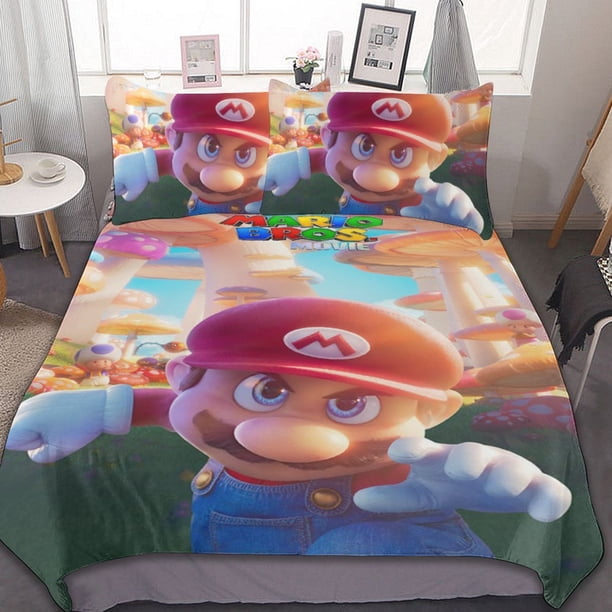 Mario Duvet Cover Set 3-Piece Bedding Set Soft Warm And Comfortable Soft Bed Set for Bedroom All Season Bed Sheets