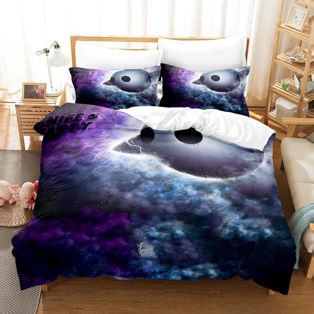 v2608 Bed Sheets Knife Party Abandon Ship Bedding Set Single Twin Full Queen King Size Bed Set Adult Kid Bedroom Duvet cover Sets Music Bed Sheet 3-Piece Bedding Set (1 Duvet Cover + 2 Pillow Shams) B