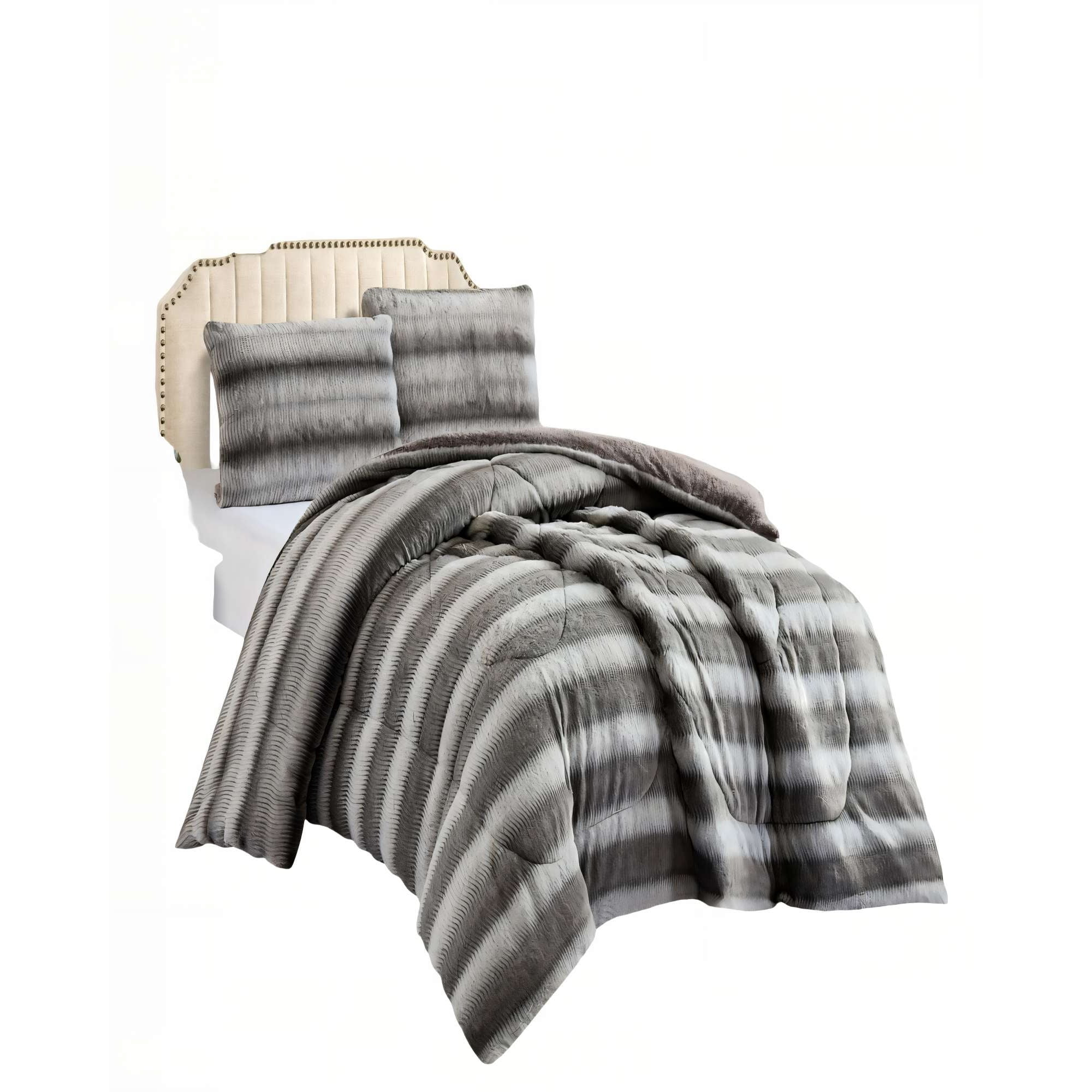 Genérico - Cobertor Piel De Conejo Imitacion Con Diseño 2plaza Color Gris