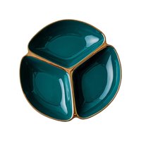 Magideal - Plato Dividido Con Compartimentos Para Niños, Vajilla De Cerámica Con Control De Porciones, Vajilla Redonda De 3 Compartimentos, Plato De Cena De Tres Verde