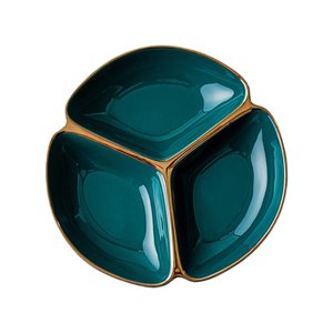 Magideal - Plato Dividido Con Compartimentos Para Niños, Vajilla De Cerámica Con Control De Porciones, Vajilla Redonda De 3 Compartimentos, Plato De Cena De Tres Verde