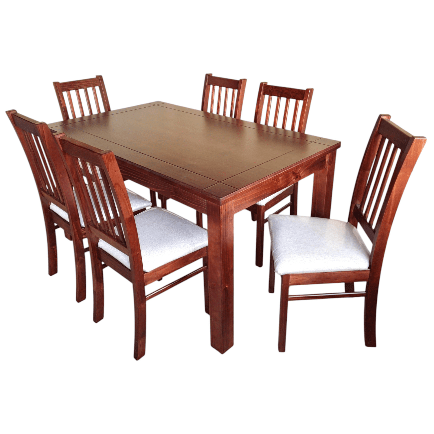 Muebles Insignes - Juego De Comedor Milan 6 Sillas Nogal Mesa 1.6 Rectangular Madera