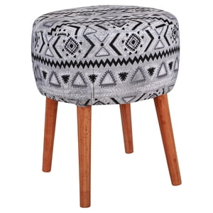 Máxima Design - Pouf Bird Cayec Blanco Negro Estampado 35X35X45 Cm