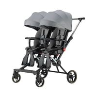 Coche Doble Con Mesita De Comer Reclinable Gris Lubabycas
