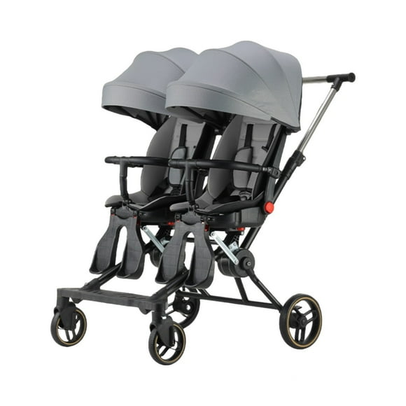 Coche Doble con Mesita de Comer Reclinable Gris LuBabycas