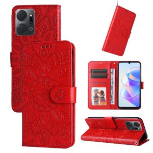 Funda Tipo Cartera Foxdock Para Honor X7A , Diseño Girasol En Relieve, Cuero Pu, Cierre Magnético, Soporte Y Tarjetero