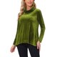 thumbnail image 4 of INSPIRE CHIC Blusa de Cuello Alto de Terciopelo para Mujer, Camisa de Manga Larga para el Trabajo, Básica, Suelta, Elegante y Casual, Túnica de Velour, Talla S, Verde Militar, 4 of 6