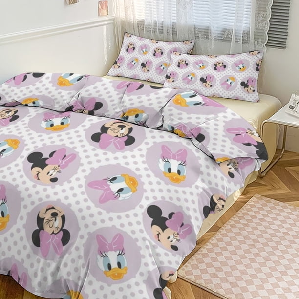 Daisy Duck Print Bedding Set Pattern Duvet Cove Set 3 Pieces 1 Quilt Cover And 2 Pillowcases for Women Men Teens