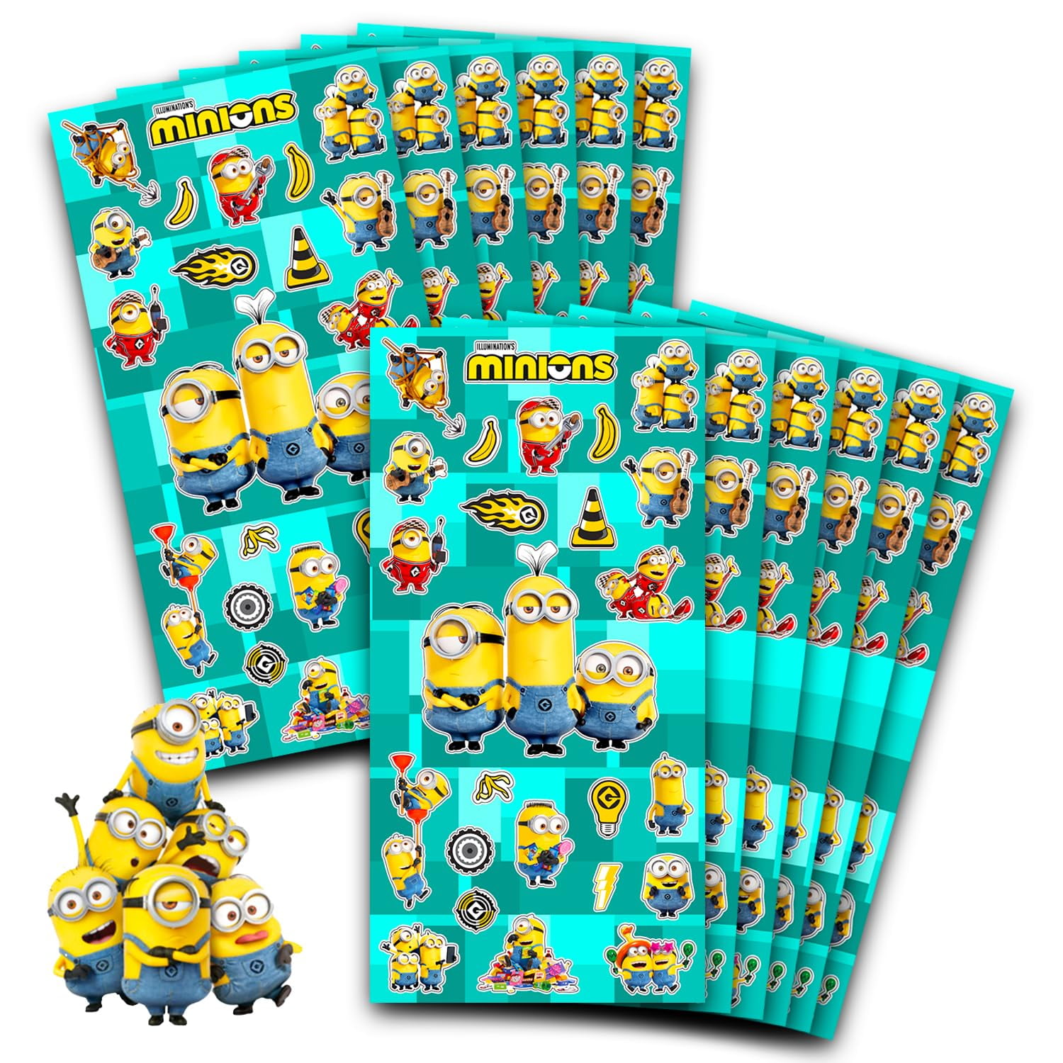 Minions - Paquete De 12 Hojas Adhesivas Party Favors Bundle Despicable Me