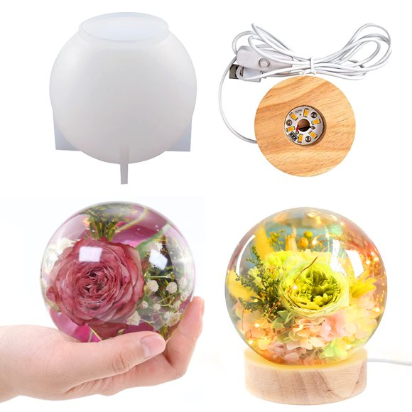 Molde de Resina Voaesdk Esfera de 12 cm con Base de Luz USB