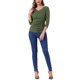thumbnail image 2 of INSPIRE CHIC Blusa Fruncida para Mujer de Regreso a Clases con Botones Decorativos Cuello en V Manga 3/4 Top de Punto Sólido Verde Oliva M, 2 of 5