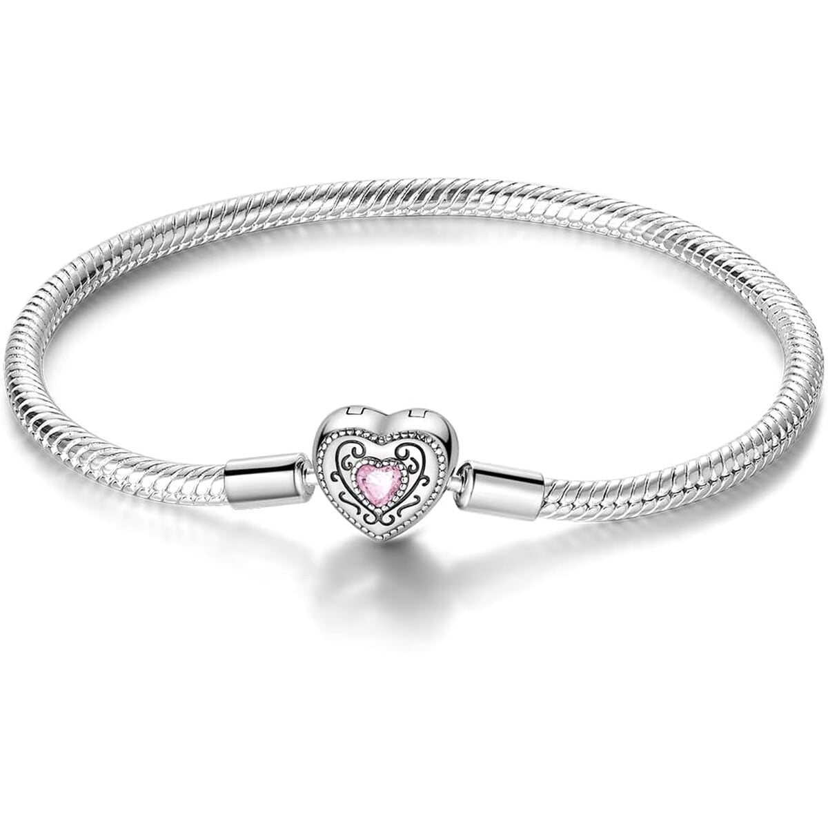 Pulsera Mula Cadena Snake De Plata 925 Con Dije Corazaan