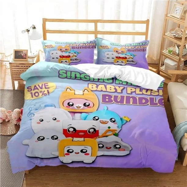 L-Lankybox Animated Movie All Season Duvet Cartoon Cover Bedding Sets Soft Quilt Cover and Pillowcases Single Double Queen KingBed Sheets