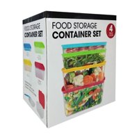 Genérico - Set De 4 Contenedores Con Tapa Rectangulares Plásticos De Diferente Tamaño Y Capacidad