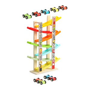 Magideal - Coche De Madera Con Rampa De Juguete, Coche De Juguete De Madera, De Coches Maravillosa, Juguetes Montessori Para Niños En Edad Preescolar, , 7 Pistas