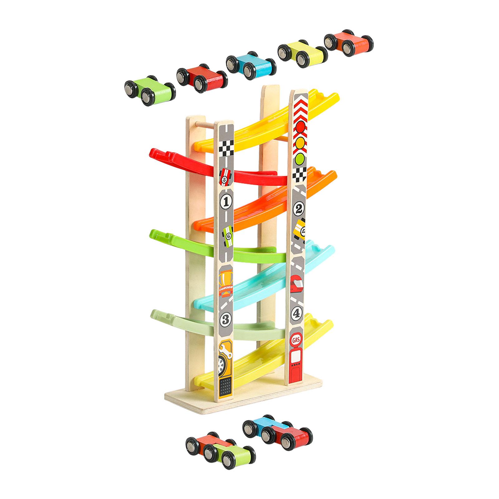 Magideal - Coche De Madera Con Rampa De Juguete, Coche De Juguete De Madera, De Coches Maravillosa, Juguetes Montessori Para Niños En Edad Preescolar, , 7 Pistas