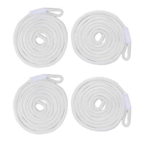 Ioensy - Línea De Defensa De Parachoques De 4 Uds., Doble Trenza Fuerte De 2M Para Botes De Remos, Pontón Blanco