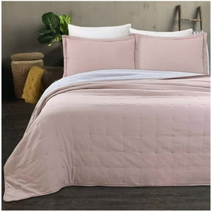 Top Lucky - Cubrecama De Algodon King Liso Rosado