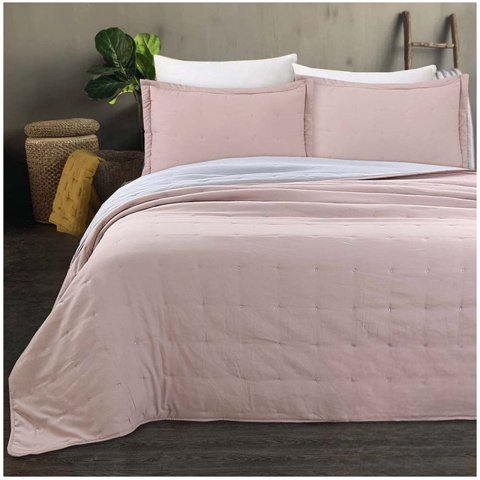 Top Lucky - Cubrecama De Algodon 2 Plazas Liso Rosado