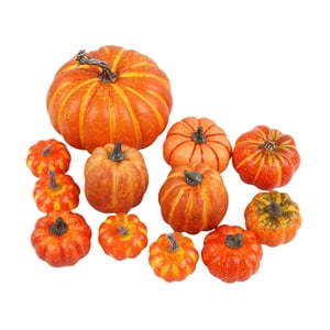 Bothyi - 12 Piezas De Calabazas Decorativas De Color Naranja Para Cocina, Otoño, Acción De Gracias, Halloween