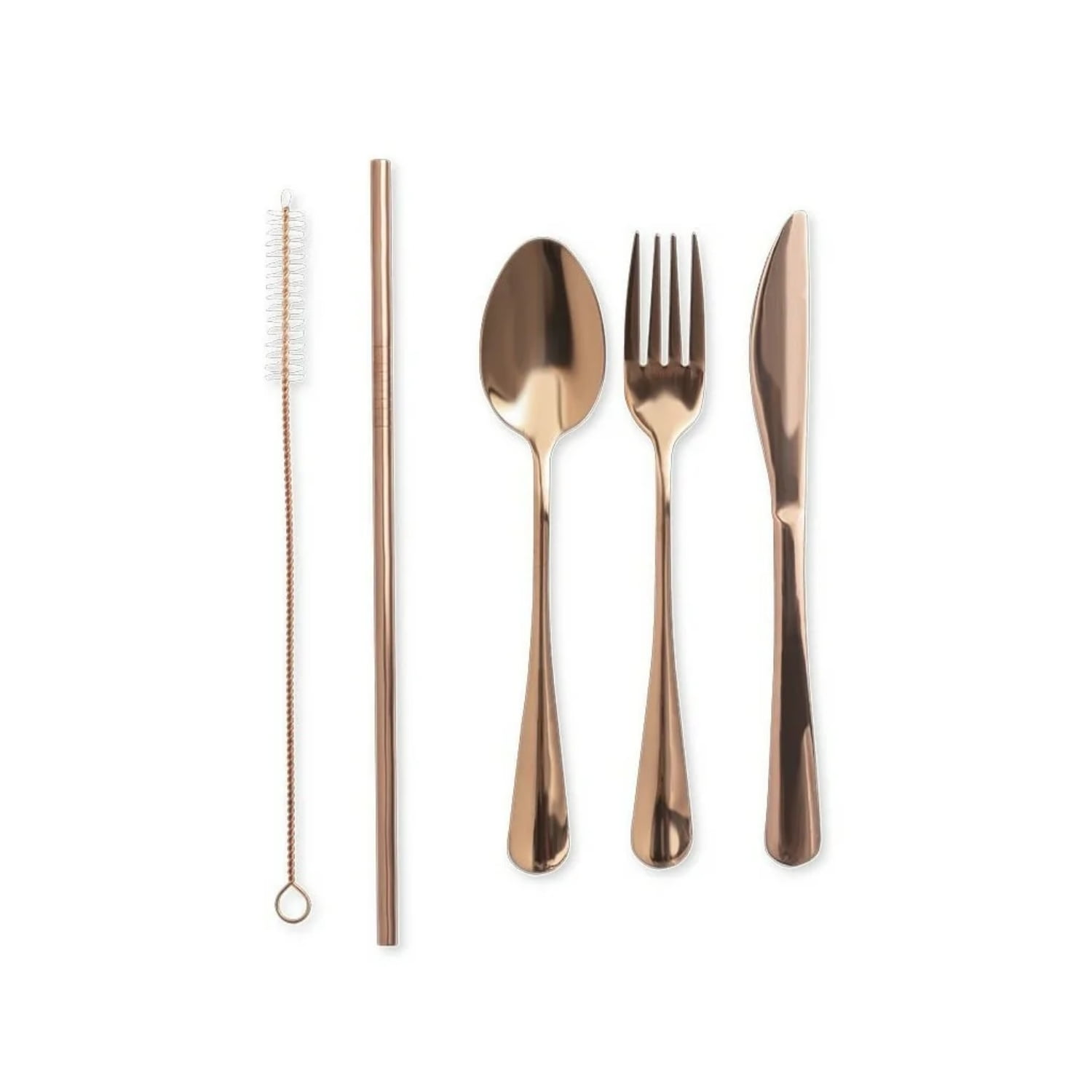 Importclick - Set 5 Cubiertos Acero Inoxidable Malesh Cobre