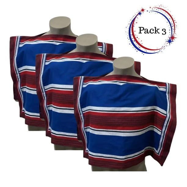 Pack 3 Mantas Poncho De Huaso Cueca Adulto-Juvenil 90x130cm