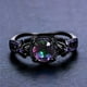 thumbnail image 3 of 1pc Trendy Black Zirconium Ring For Unisex, Punk Black Ring With Purple Rhinestones, 3 of 3
