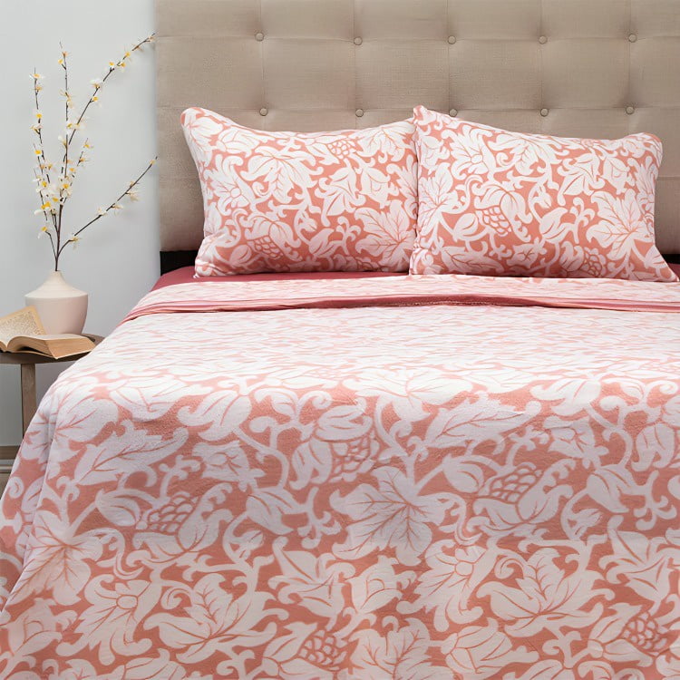 Sábanas Polar Composé 1.5 Plazas / Hojas Coral Blanco – Doral