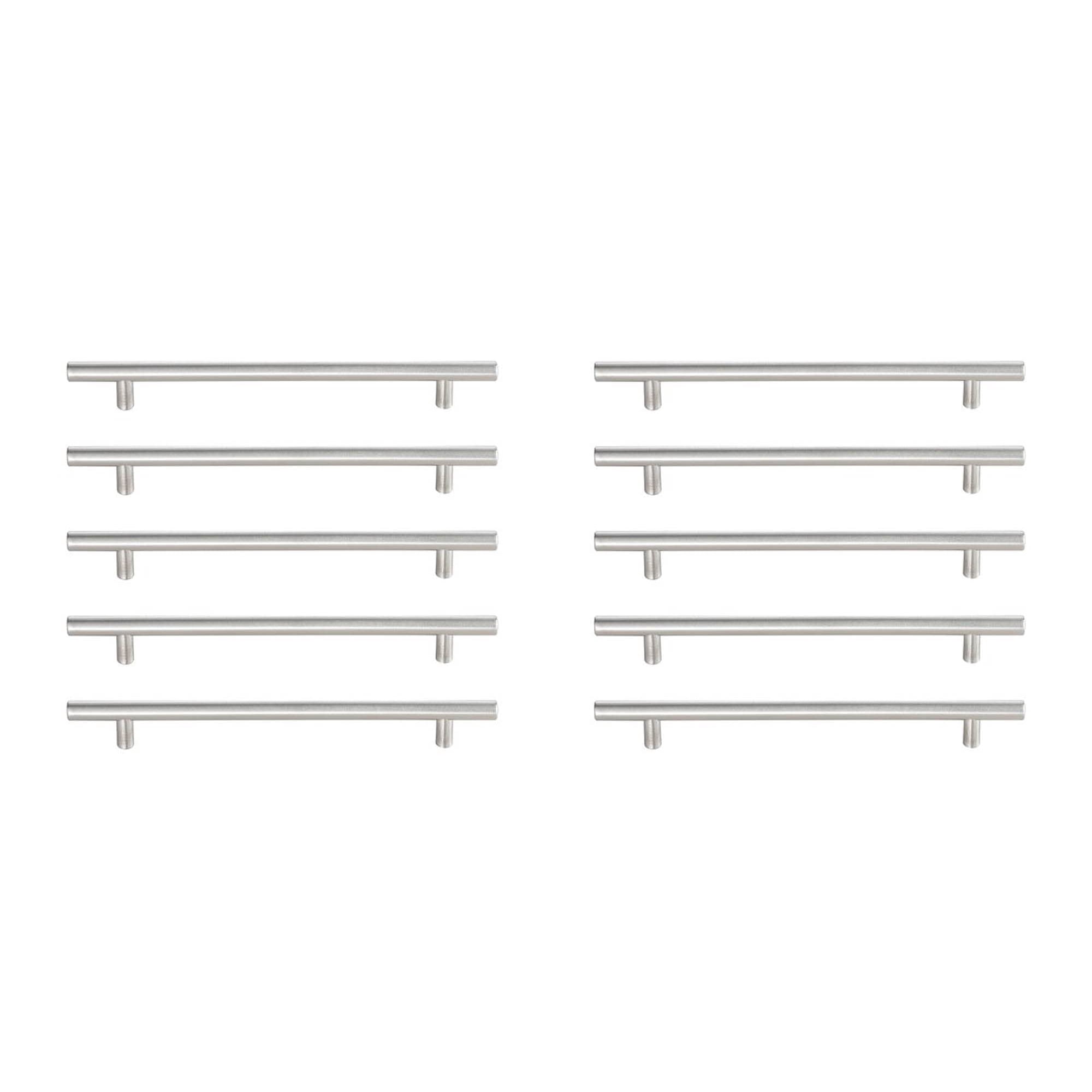 Tiradores De Barra Elegant Decor Quinn De 19 Cm, Níquel Cepillado, Set De 10