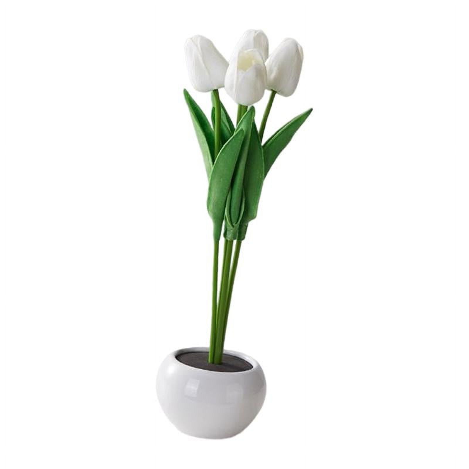 Magideal - Bonitos Tulipanes, Flores Artificiales Con Lámpara Led, Artesanía, Brillo Duradero Para Dormitorio, Cabecera, Hogar, Cumpleaños, Decoración De Blanco