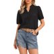 thumbnail image 1 of INSPIRE CHIC Blusas de Ojal para Mujer Verano Manga Corta Casual Cuello en V Camisas Huecas S Negro, 1 of 6