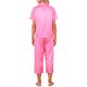 thumbnail image 3 of INSPIRE CHIC Conjunto de Pijama de Satén para Mujer Regreso a Clases Manga Corta Camisa Abotonada y Pantalones Capri con Cintura Elástica Ropa de Dormir Sedosa XXL Rosa Rosa a Rayas, 3 of 6