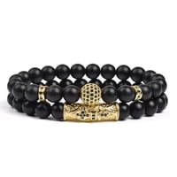 Pulsera Heshpaws 8Mm Black Matte Onyx Piedra Natural