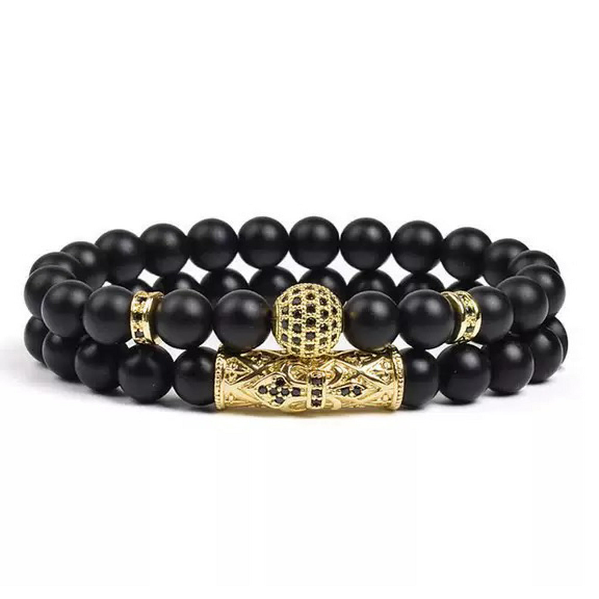 Pulsera Heshpaws 8mm Black Matte Onyx Piedra Natural