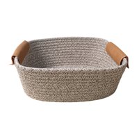 Magideal - Cesta De Almacenamiento Tejida De Algodón, Cesta De Frutas, Práctica Cesta De Picnic, Cesta De Picnic Para Aperitivos, Frutas, Vacaciones, Granja, Año Blanco Gris L