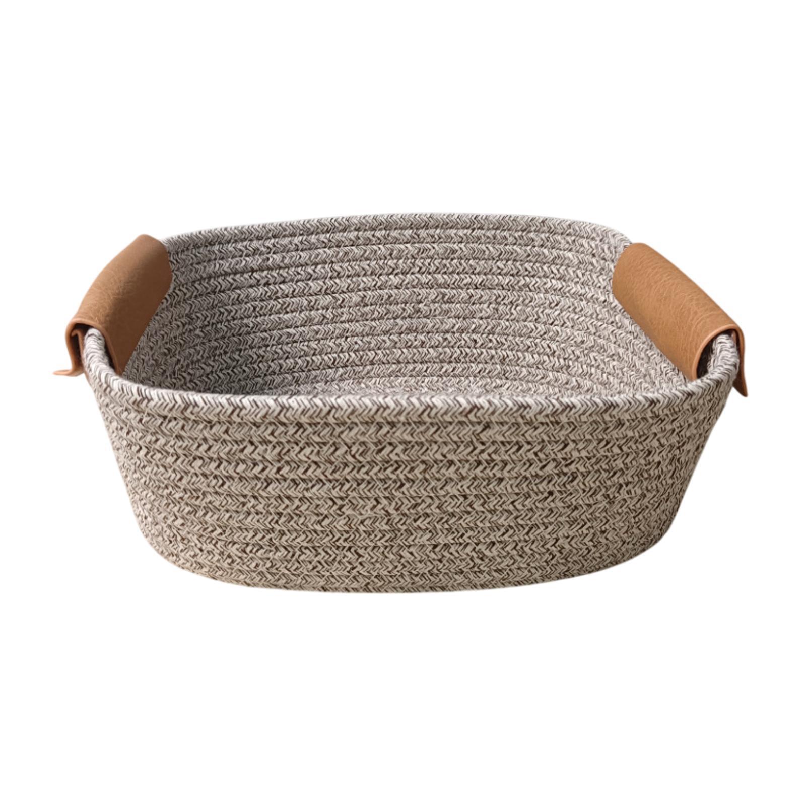Magideal - Cesta De Almacenamiento Tejida De Algodón, Cesta De Frutas, Práctica Cesta De Picnic, Cesta De Picnic Para Aperitivos, Frutas, Vacaciones, Granja, Año Blanco Gris L