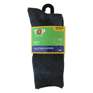 Top - Calcetines Largos Algodón Niños Pack 5 Escolar C2