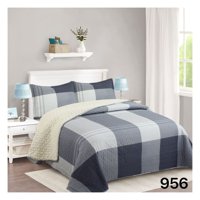 Genérico - Cubrecama Sherpa 2 Plazas - Azul Cuadrille M956