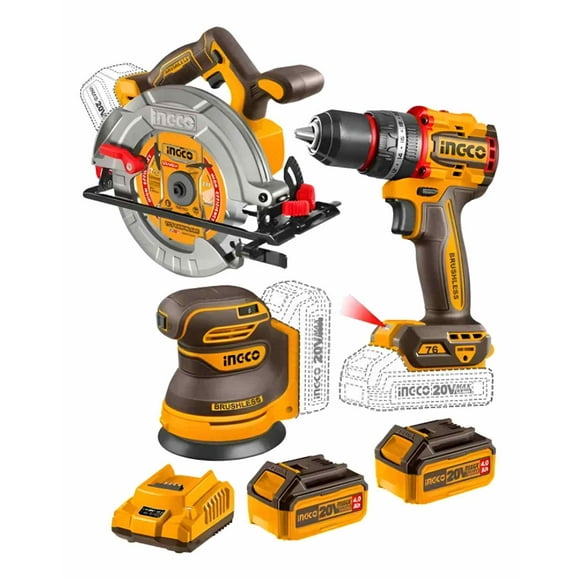 Kit Ingco P20s Brushless 3en1 Taladro + Sierra + Lijadora