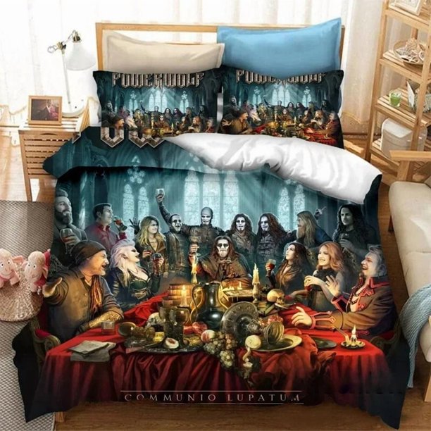 3D Print Powerwolf Bedding Set,Duvet Cover Comforter Bed Set Quilt Cover Pillowcase,King Queen Twin Size Boys Girls AdultsBed Sheets