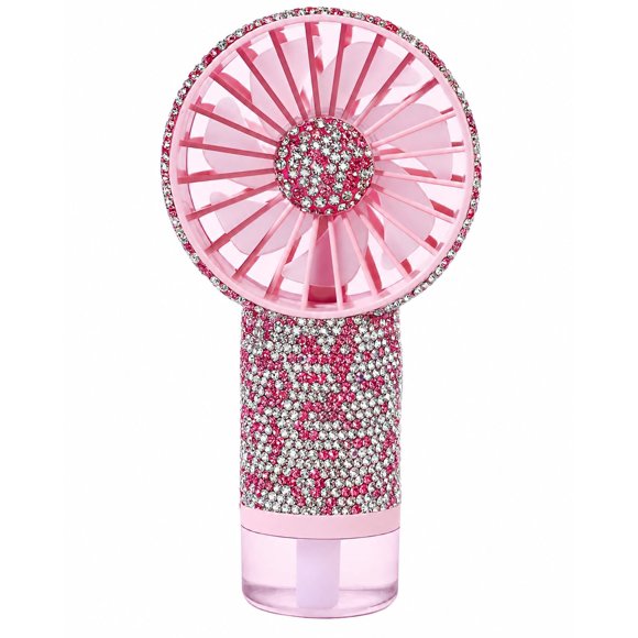 Ventilador de mano CAIZISHEN con spray de niebla USB rosa