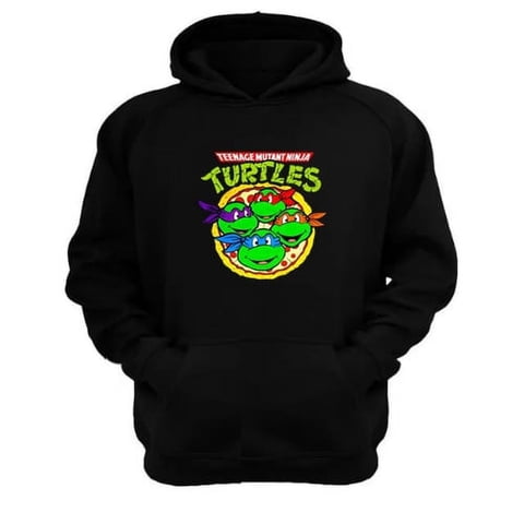 Genérico - Polerón Canguro Tortugas Ninja Negro Talla Xs Unisex