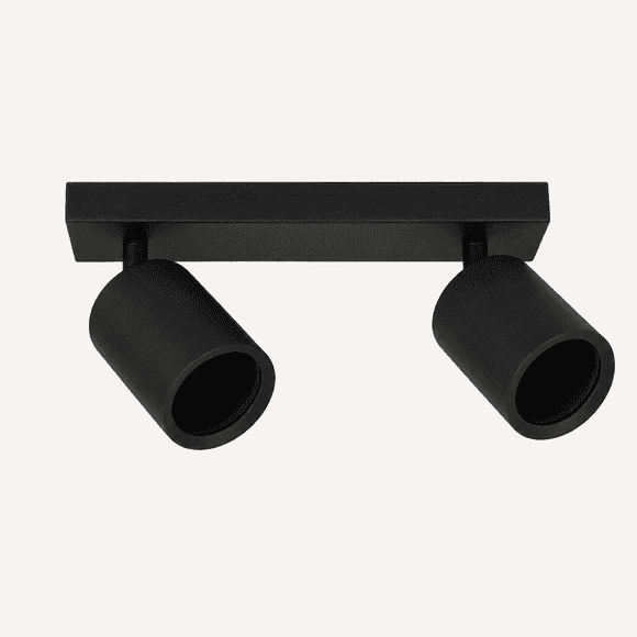 Foco Porta GU10 Doble Negro Sobrepuesto Altair II Konnergie