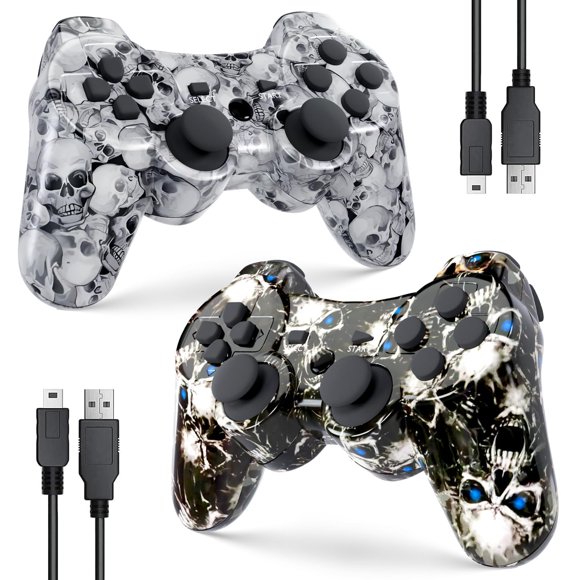 Controlador inalámbrico Degulan para PS3 negro/blanco – Pack de 2