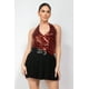 thumbnail image 1 of Saronite Blusa de Fiesta sin Mangas con Lentejuelas y Cuello Halter Cruzado, Color Negro/rubí (para Mujer), 1 of 1