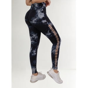 Genérica - Leggings Tie Dye Mujer Push Up Con Abertura Escalonada