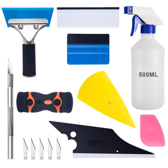 Kit de herramientas para aplicar tintes para ventanas de automóviles Luxiv, 9 unidades con aerosol